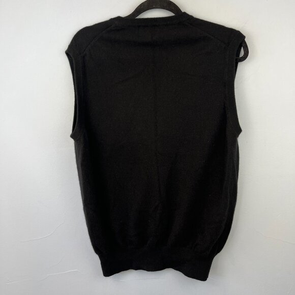 State Cashmere Mens V-neck Black Sweater Vest Size XL Preppy Academia Classic - Picture 7 of 7